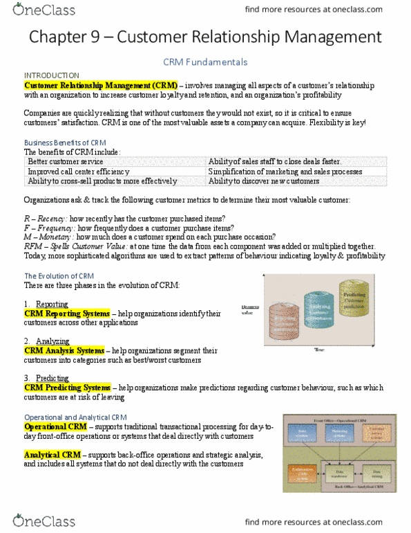 COMM-5121EL Chapter Notes - Chapter 9: Personalization, Sales Process Engineering, Supplier Relationship Management thumbnail