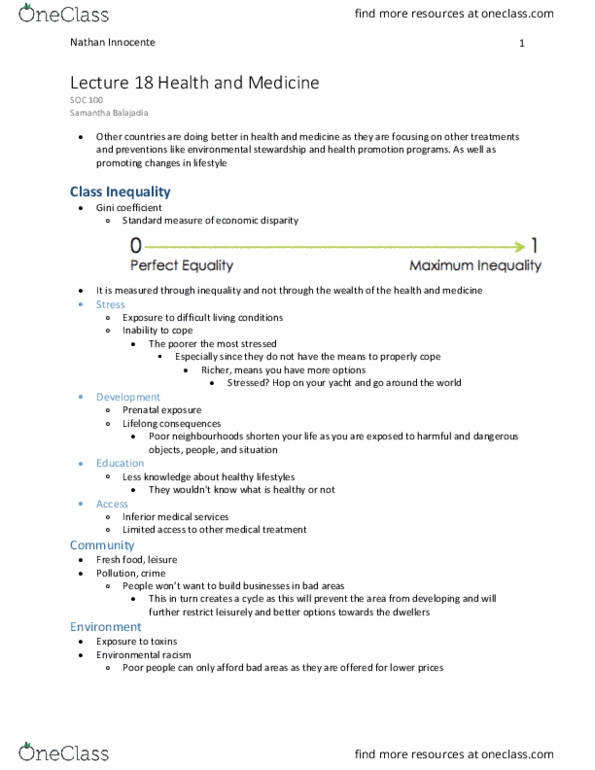 SOC100H5 Lecture Notes - Lecture 18: Substance Abuse, Gini Coefficient, Homeopathy thumbnail