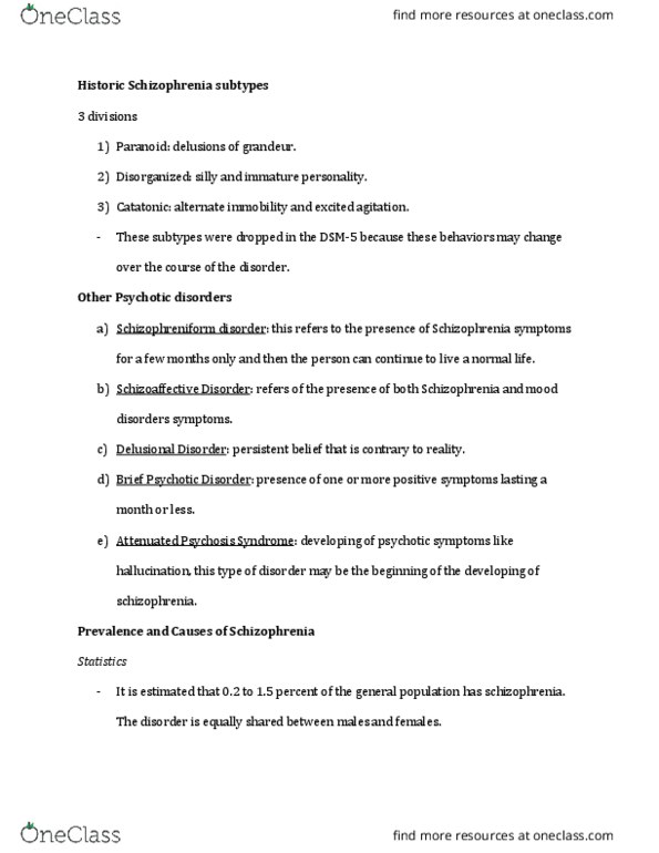 PSYO 2220 Chapter Notes - Chapter 13: Schizoaffective Disorder, Dsm-5, Twin Study thumbnail