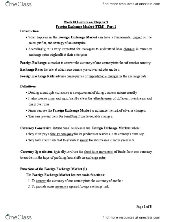 ADM 3318 Lecture Notes - Lecture 9: American City Business Journals, Foreign Exchange Risk, Arbitrage thumbnail