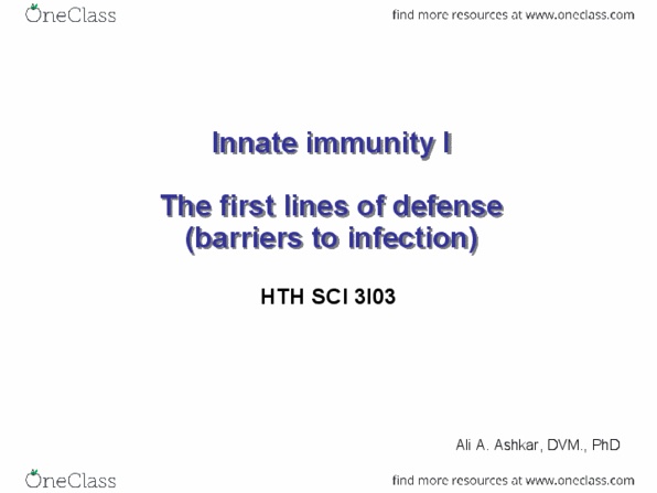 HTHSCI 3I03 Lecture Notes - Adaptive Immune System, Innate Immune System, Gnathostomata thumbnail