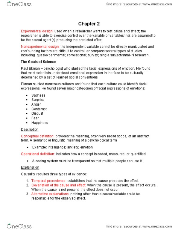 PSYB01H3 Chapter Notes - Chapter 2: Paul Ekman, Science Journalism, Scientific Literature thumbnail