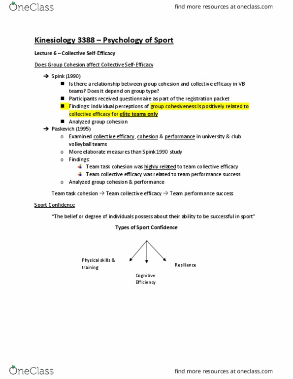 Kinesiology 3388A/B Lecture Notes - Lecture 6: Group Cohesiveness, Experience 7, Ivan Paskevich thumbnail