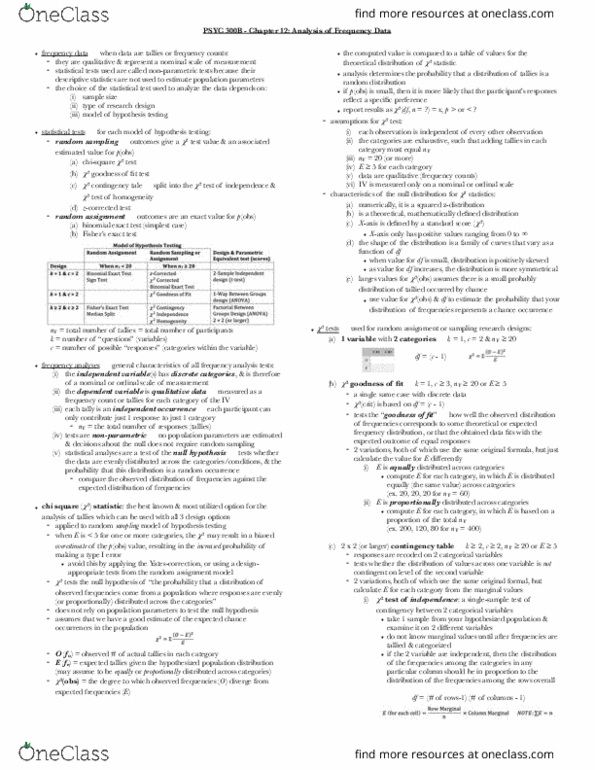 PSYC 300B Chapter Notes - Chapter 12: Standard Score, Descriptive Statistics, Contingency Table thumbnail