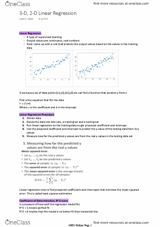 COMPSCI 1MD3 Lecture Notes - Lecture 21: Scipy, Matplotlib, Mean Squared Error thumbnail
