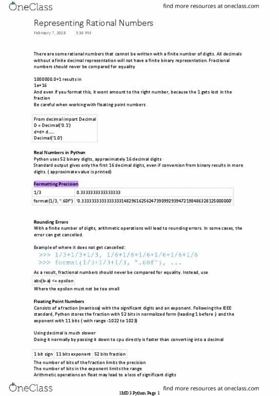 COMPSCI 1MD3 Lecture Notes - Lecture 10: Interval Arithmetic, Real Number thumbnail