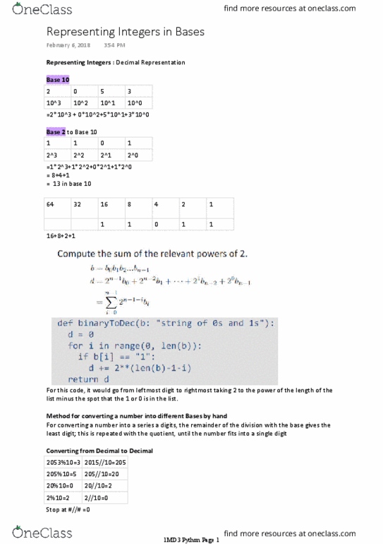 COMPSCI 1MD3 Lecture Notes - Lecture 9: Octal, Hexadecimal thumbnail