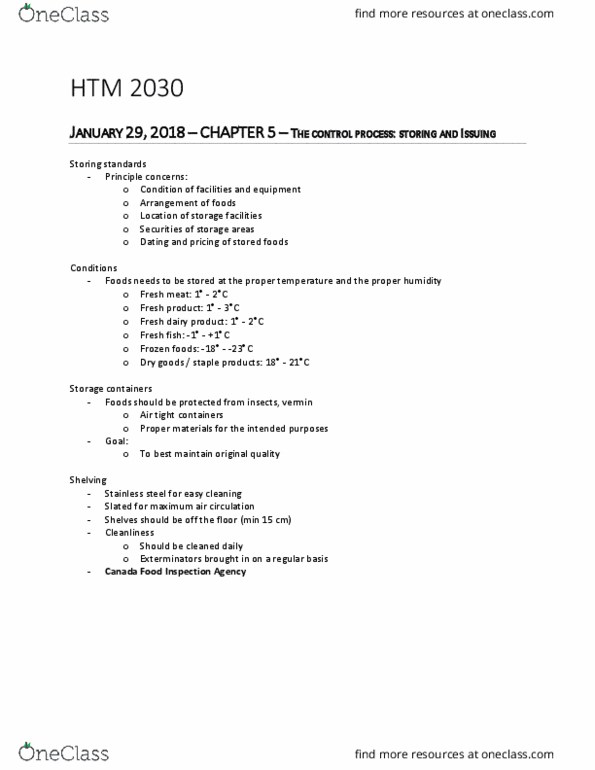 HTM 2030 Chapter Notes - Chapter 5: Dairy Product, Beverage Industry thumbnail