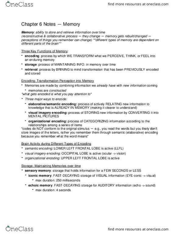 PSYC 100 Chapter Notes - Chapter 6-8: Entryway, Cognitive Map, Startle Response thumbnail