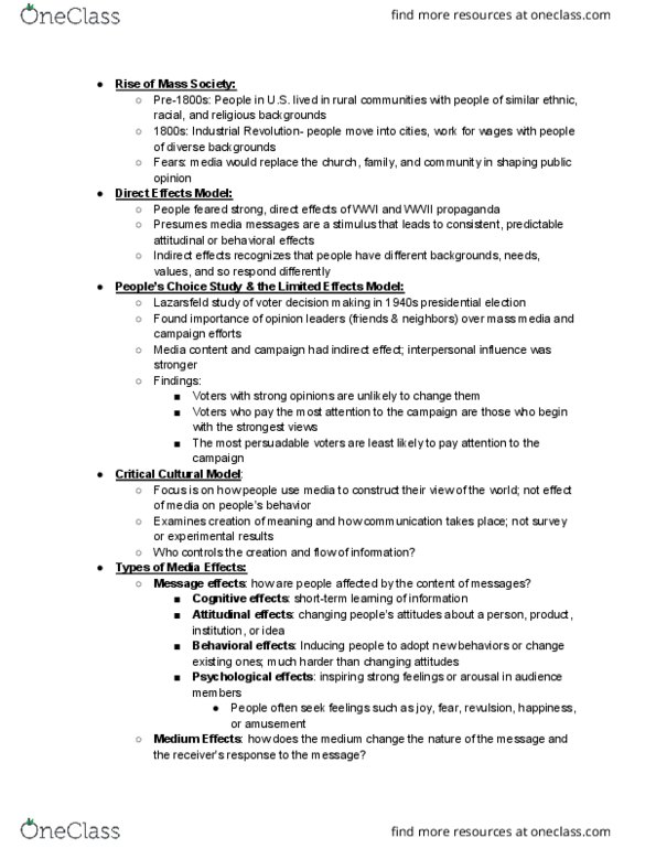 MASC 101 Chapter Notes - Chapter 2: Ethnocentrism, Pastoralism, World War I thumbnail