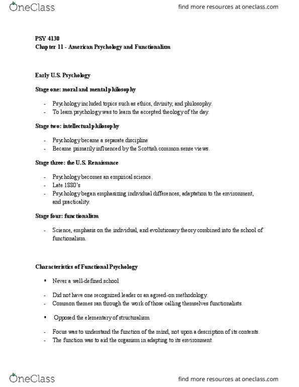 PSY 4130 Lecture Notes - Lecture 3: Developmental Psychology, Applied Psychology, Harvey A. Carr thumbnail