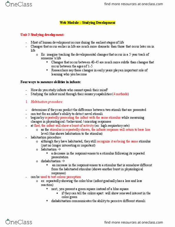 PSYCH 1XX3 Chapter Notes - Chapter Development: Habituation, Dishabituation thumbnail