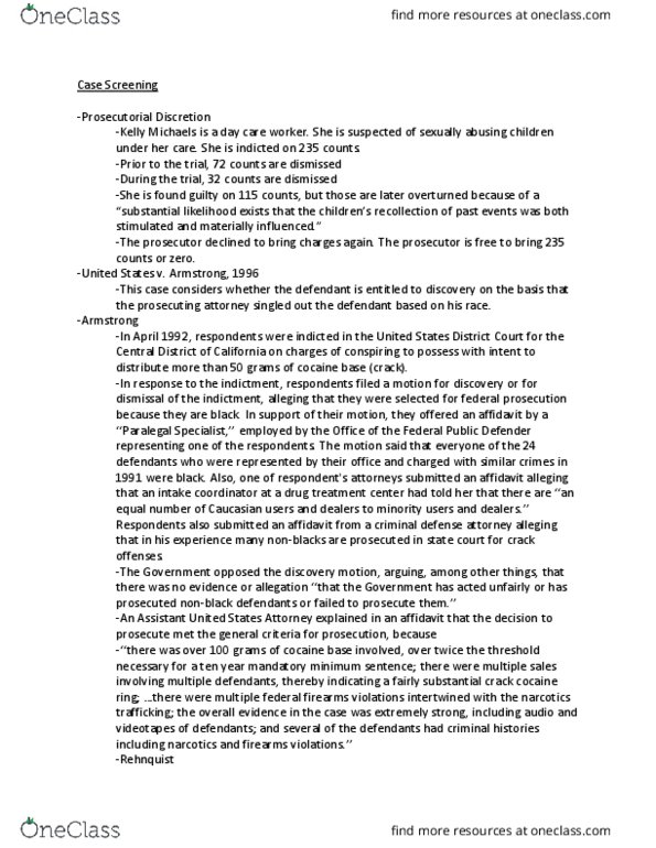 POLS 4720 Lecture Notes - Lecture 6: Affidavit, Equal Protection Clause, Mandatory Sentencing thumbnail