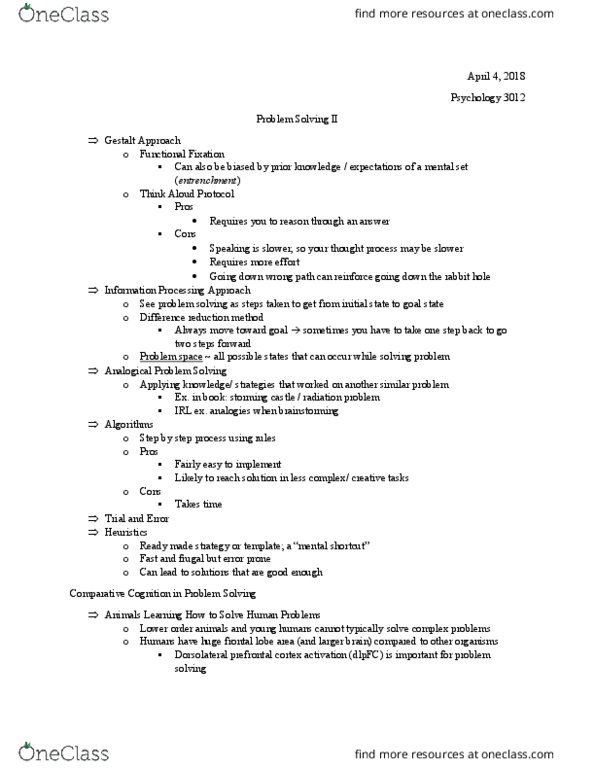 PSYC 3012 Lecture Notes - Lecture 29: Donald Glover, Dorsolateral Prefrontal Cortex, Diego Rivera thumbnail