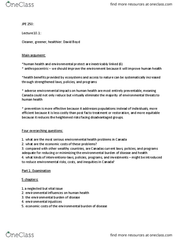 POL250Y5 Lecture Notes - Lecture 10: Anthropocentrism, Pain Management, Paclitaxel thumbnail