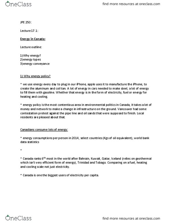 POL250Y5 Lecture Notes - Lecture 17: Methane Emissions, Rachel Notley, Biofuel thumbnail