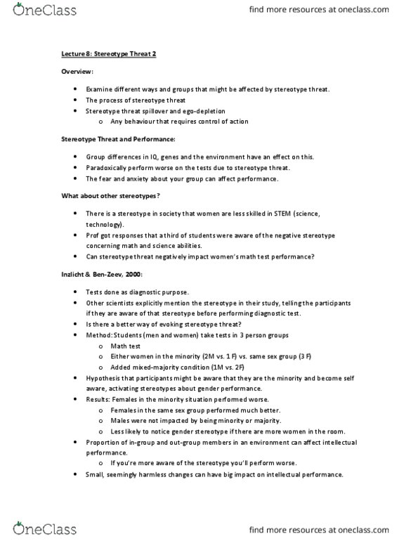 PSYC12H3 Lecture Notes - Lecture 8: Gender Role, Self-Control, Meta-Analysis thumbnail