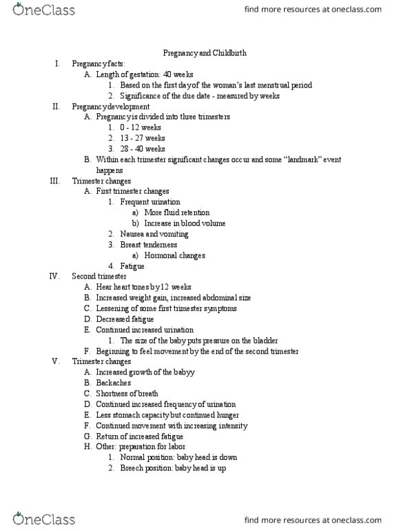 WOMENSTD 220 Lecture Notes - Lecture 10: Pain Management, Episiotomy, Prenatal Care thumbnail