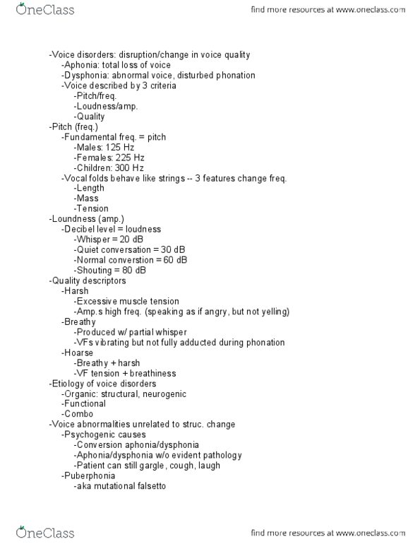 CSD 212 Lecture Notes - Spasmodic Dysphonia, Diane Rehm, Murmured Voice thumbnail