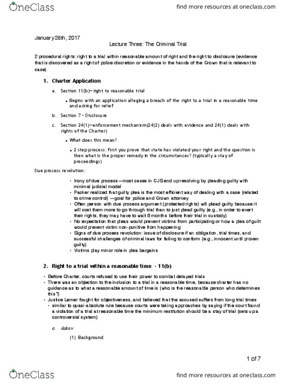 LAWS 3306 Lecture Notes - Lecture 3: Victimisation, Excused, Fundamental Justice thumbnail