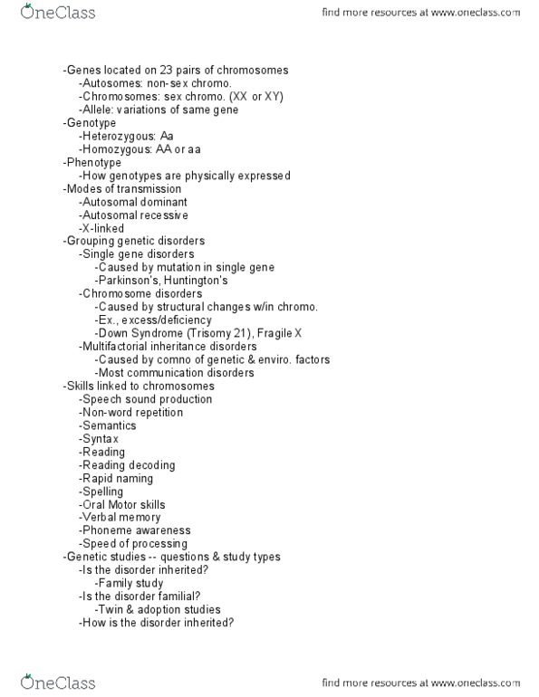 CSD 212 Lecture Notes - Ke Family, Cntnap2, Genetic Linkage thumbnail