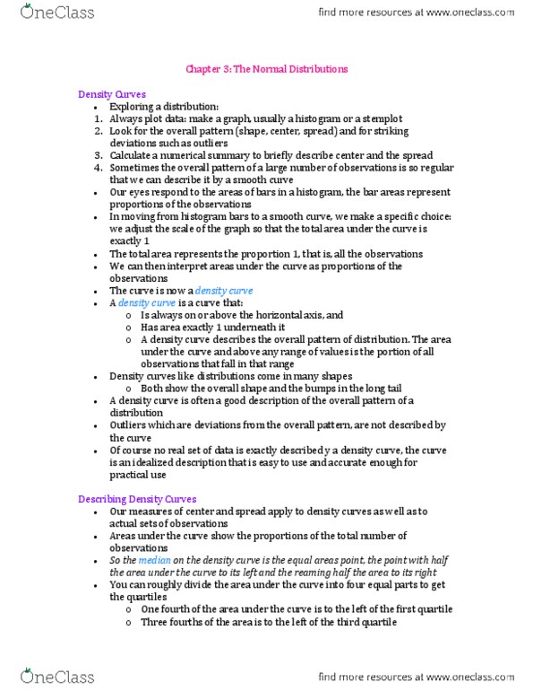 SOAN 3120 Chapter Notes - Chapter 3: Standard Deviation, Quartile, Normal Distribution thumbnail