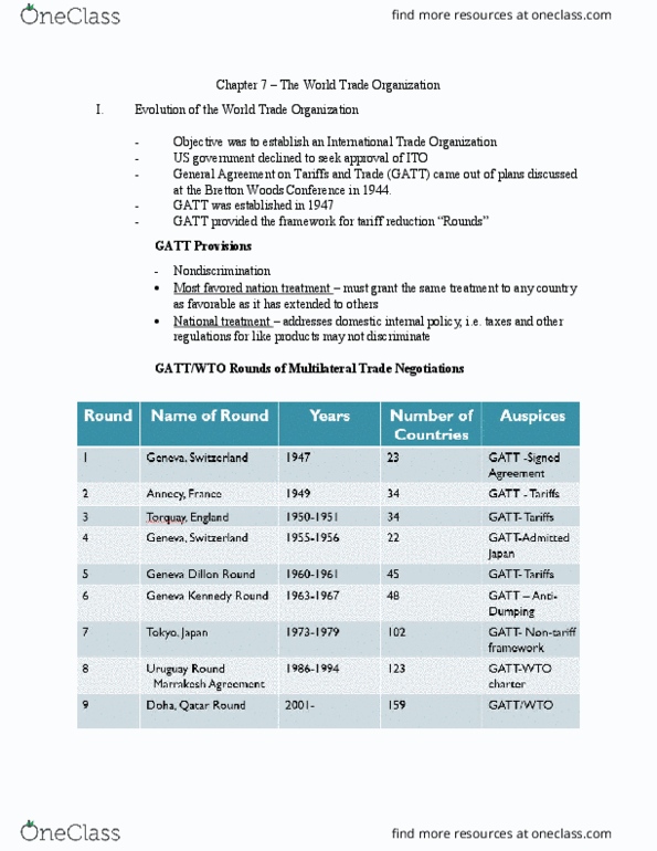 ECO3701 Lecture Notes - Lecture 6: Countervailing Duties, General Agreement On Tariffs And Trade, Bali Package thumbnail