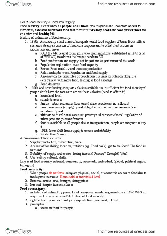 ENSC 315 Lecture Notes - Lecture 2: World Food Summit, Deflation, Phytophthora Infestans thumbnail