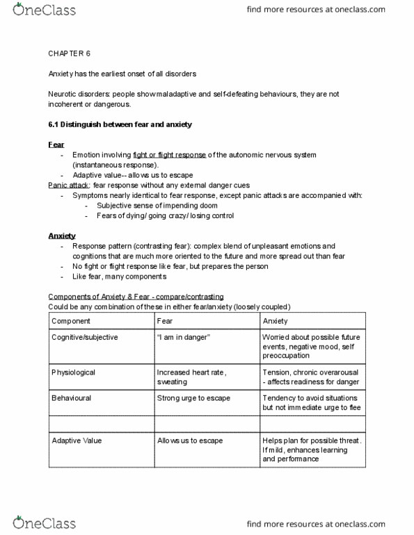 PSYC 300 Chapter Notes - Chapter 6: Hand Washing, Natural Environment, Fluoxetine thumbnail