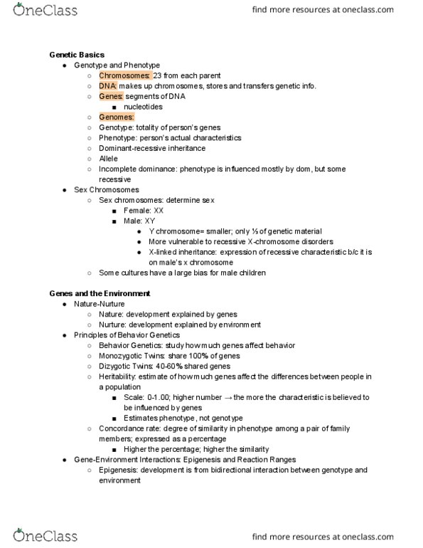 PSYC 3404 Chapter Notes - Chapter 2: Cognitive Deficit, Sandra Scarr, Umbilical Cord thumbnail