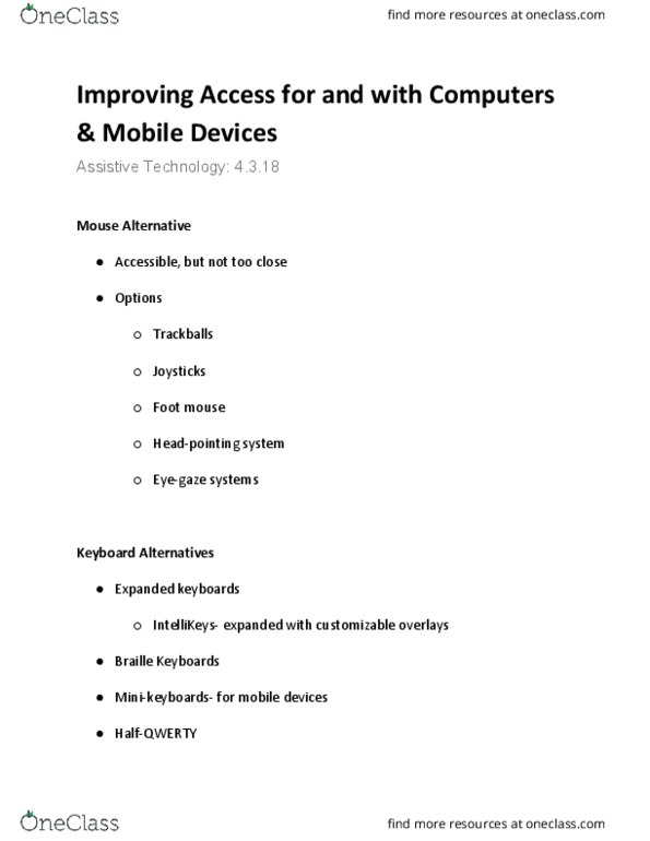 EDPS 45900 Lecture Notes - Lecture 3: Assistive Technology thumbnail