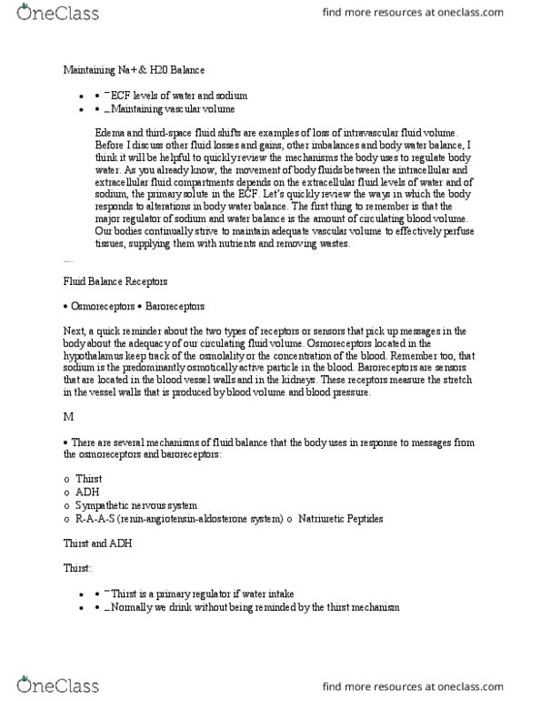 NURSING 3PA2 Lecture Notes - Lecture 24: Fluid Balance, Juxtaglomerular Cell, Angiotensin-Converting Enzyme thumbnail