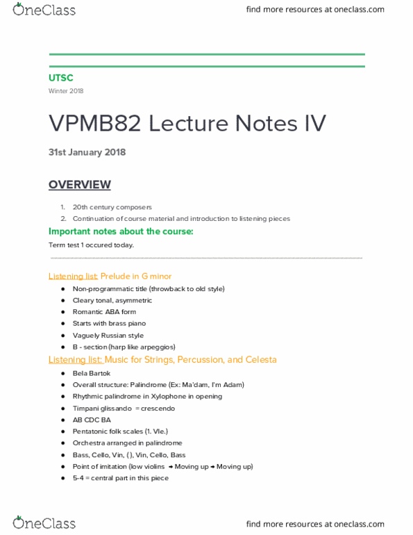 VPMB82H3 Lecture Notes - Lecture 4: Polytonality, Glissando, Oskar Kokoschka thumbnail