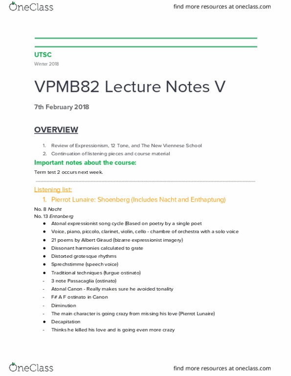 VPMB82H3 Lecture Notes - Lecture 5: Antihero, Albert Giraud, Moonstruck thumbnail