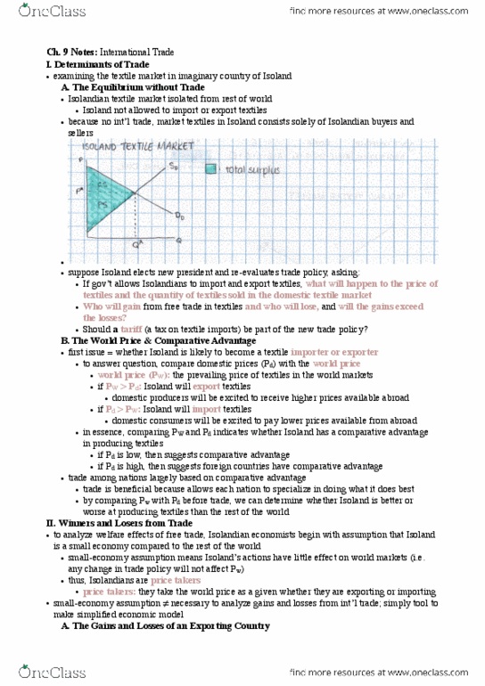 ECON 1 Chapter Notes - Chapter 9: Deadweight Loss, Comparative Advantage, Trade Restriction thumbnail