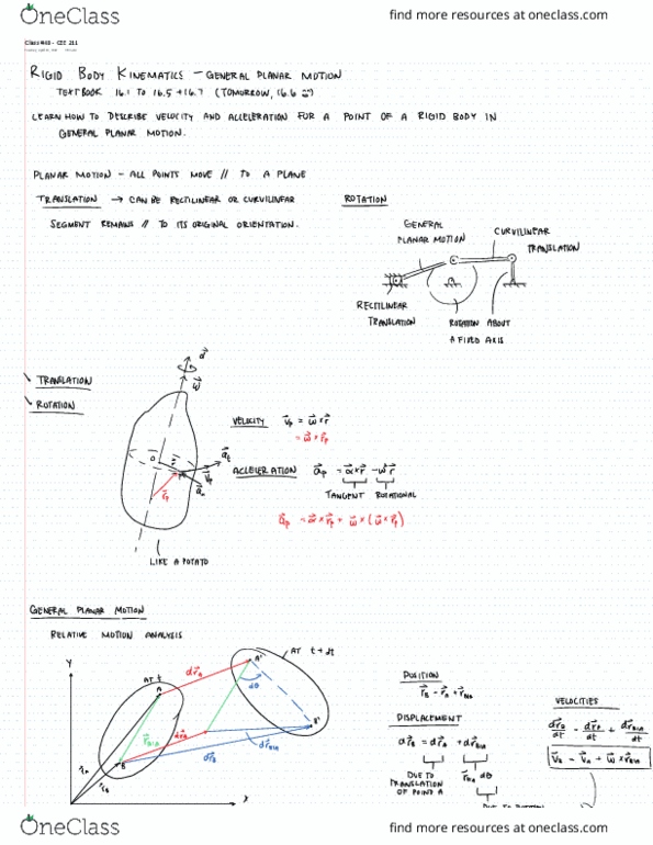 CEE 211 Lecture 48: Rigid Body Kinematircs General Planar Motion thumbnail