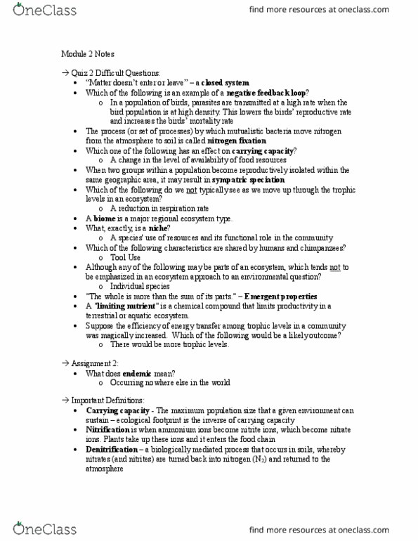 ENV100Y5 Chapter Notes - Chapter 2: Volcanism, Allopatric Speciation, Nitrification thumbnail