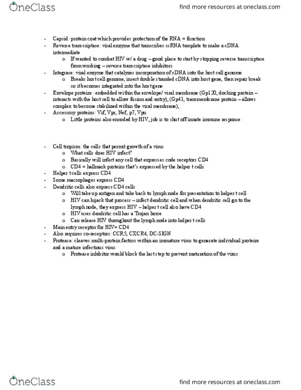HSCI 212 Lecture Notes - Lecture 10: Macrophage, Antigen, Gp41 thumbnail