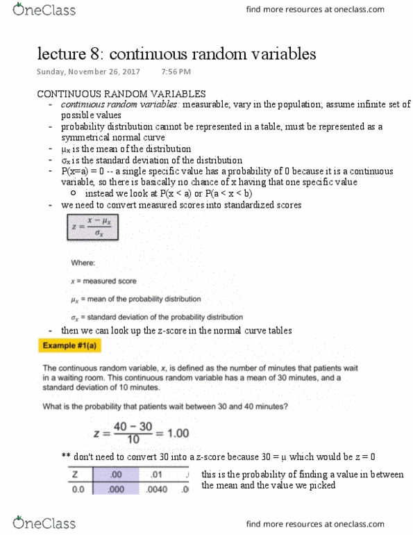 Psychology 2810 Lecture Notes - Lecture 8: Normal Distribution, Standard Deviation thumbnail