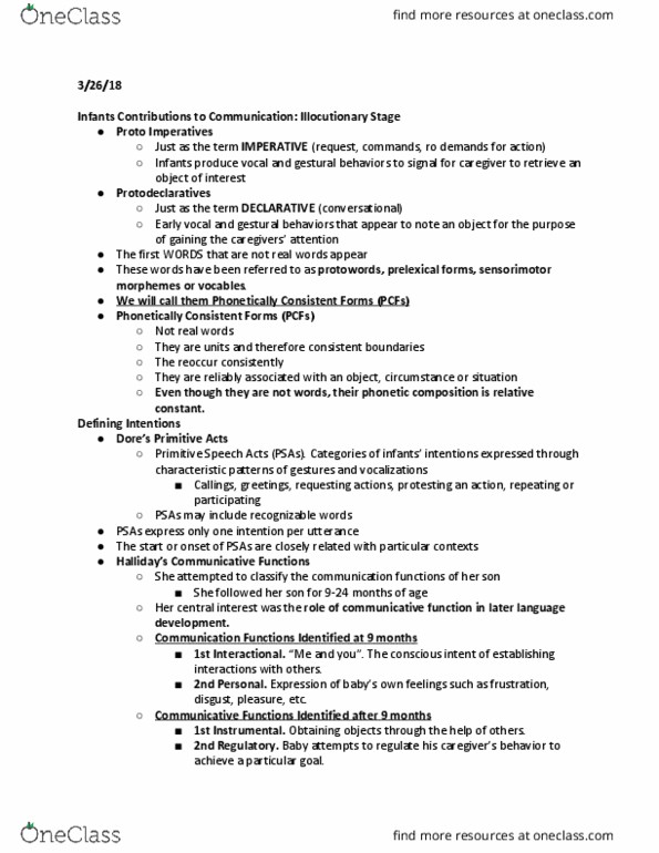 SLHS 2204 Lecture Notes - Lecture 15: Primitive Reflexes, Object Permanence, Pragmatics thumbnail