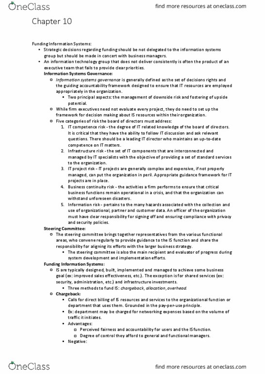 BU415 Chapter Notes - Chapter 10: Business Continuity, Offshoring, Downside Risk thumbnail