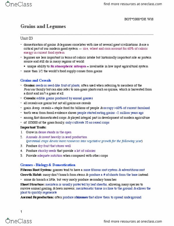 BOT 2000 Lecture Notes - Lecture 3: Micronutrient, Germination, Trypsin thumbnail