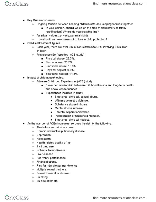 SLWK 422 Lecture Notes - Lecture 11: Chronic Obstructive Pulmonary Disease, Psychological Abuse, Foster Care Independence Act thumbnail