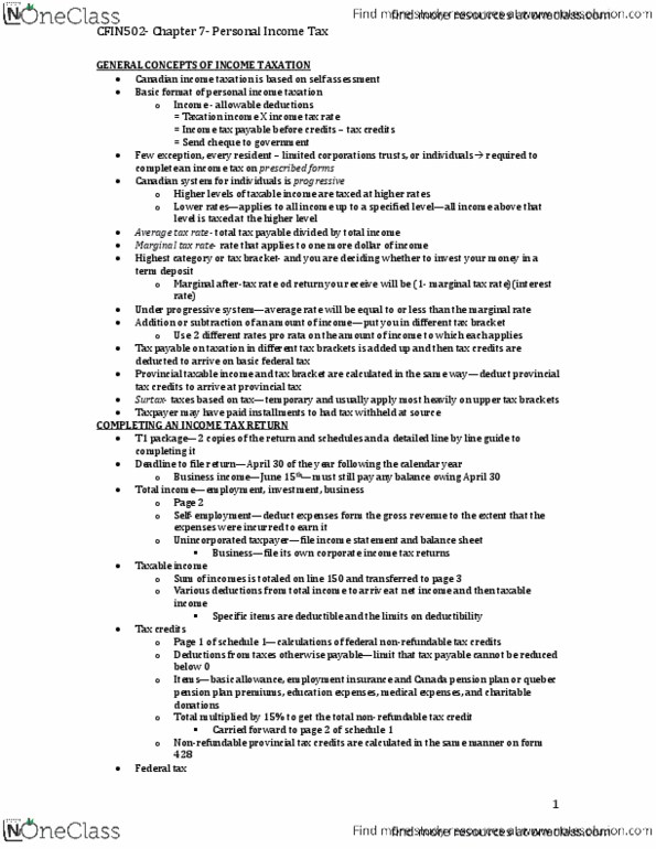 FIN 502 Lecture Notes - Lecture 7: Time Deposit, Capital Loss, Income Statement thumbnail