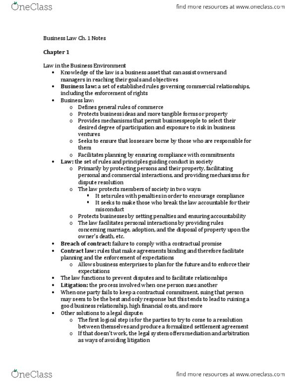 Management and Organizational Studies 2275A/B Chapter Notes - Chapter 1: Corporate Law, Business Ethics, Neutral Party thumbnail