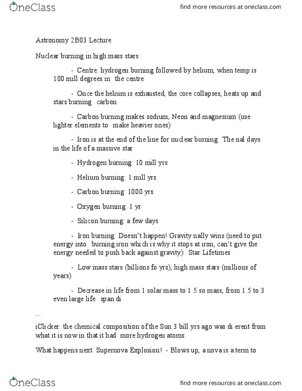 ASTRON 2B03 Lecture Notes - Lecture 8: Event Horizon, Sn 1987A, Neutron Star thumbnail