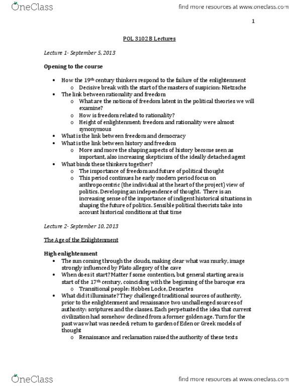 POL 3102 Lecture Notes - Perpetual Peace, Rational Basis Review, Liberal Democracy thumbnail