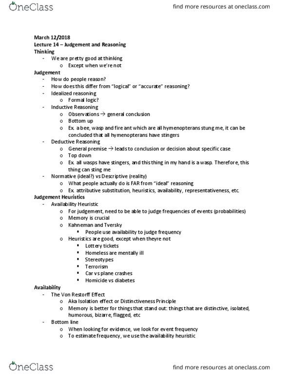 PSYCH 2H03 Lecture Notes - Lecture 14: Fallacy, Gateway Drug Theory, Representativeness Heuristic thumbnail