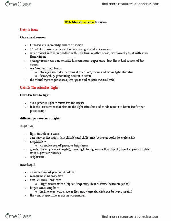 PSYCH 1XX3 Chapter Vision: Web Module – Intro to vision thumbnail