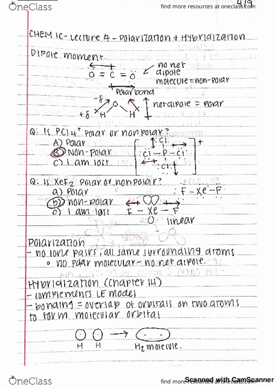 CHEM 1C Lecture 4: Polarization and Hybridization thumbnail